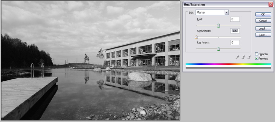 Черно белая фотография через Desaturation